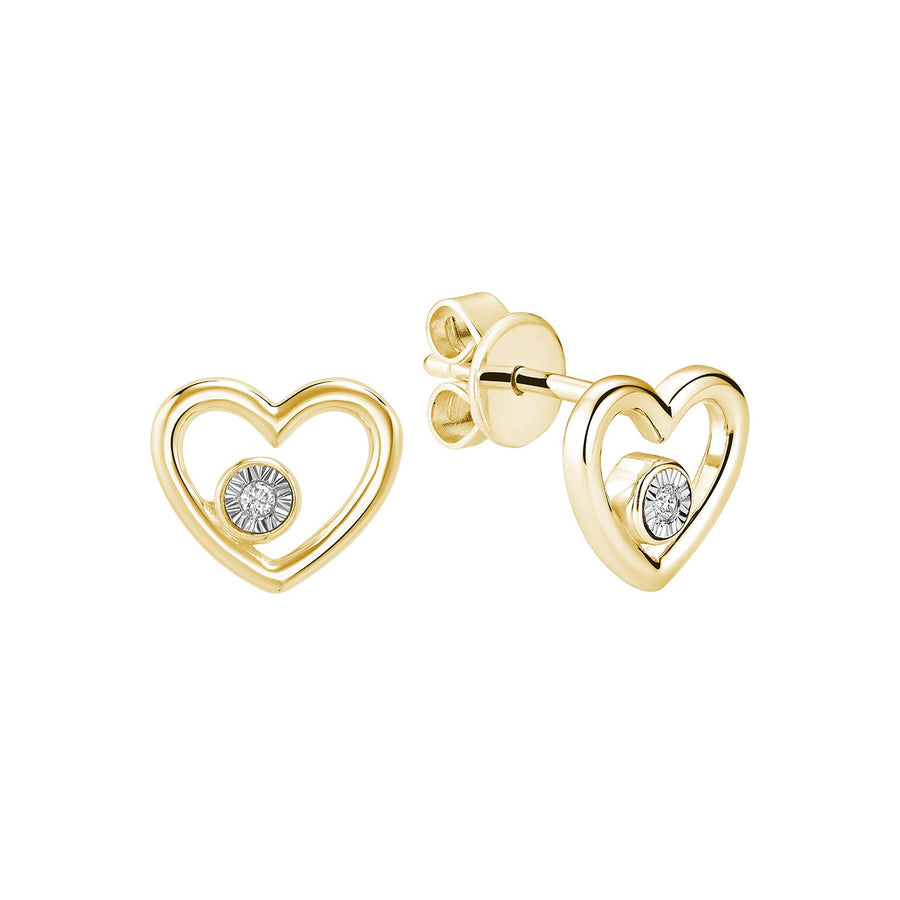 Heart Shaped Illusion Diamond Stud Earrings