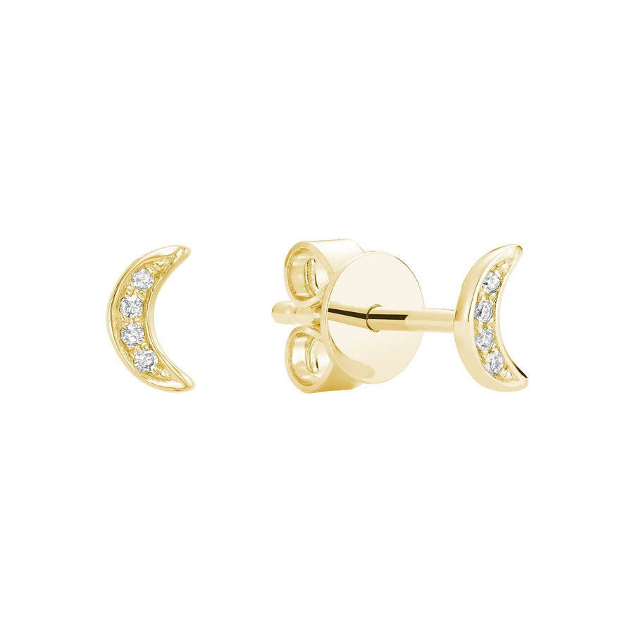 Illusion Diamond Moon Stud Earrings