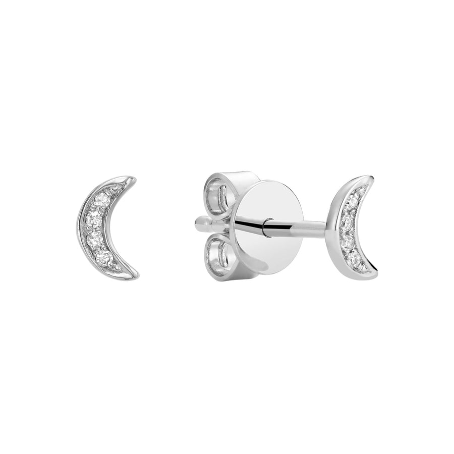 Illusion Diamond Moon Stud Earrings