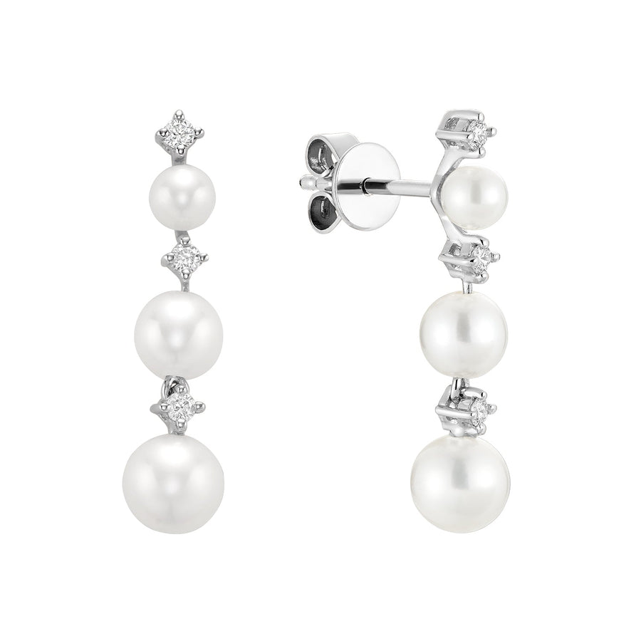 Cultured Freshwater Pearl & Diamonds Stud Earrings