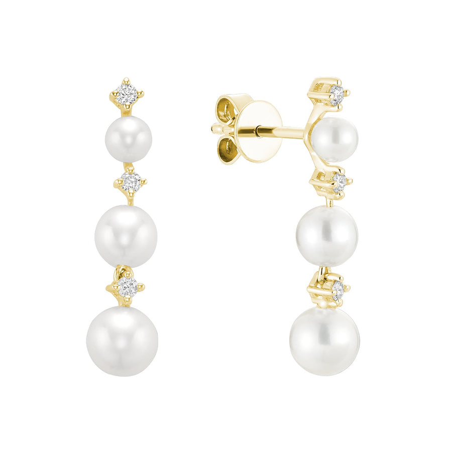 Cultured Freshwater Pearl & Diamonds Stud Earrings