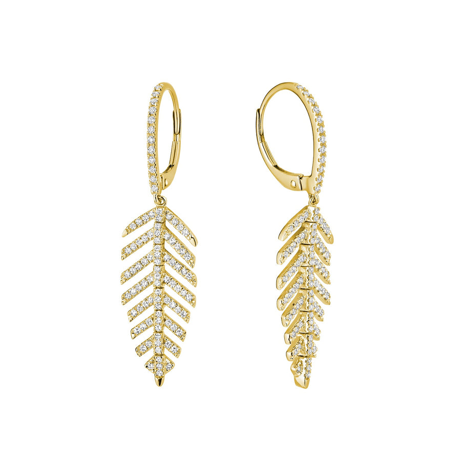 Leaf Diamond Dangle Earrings