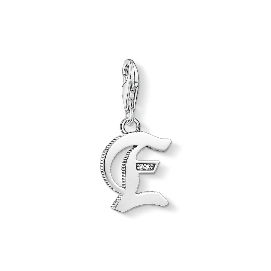 Pendentif Charm lettre e argenté