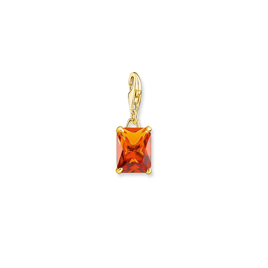 Pendentif Charm grande pierre orange