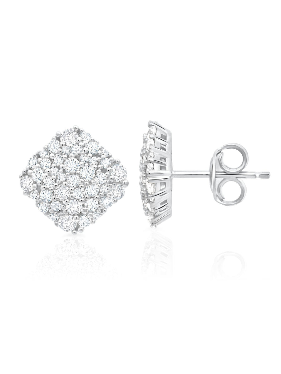 CRISLU Clous d'oreilles carrés pavés cz