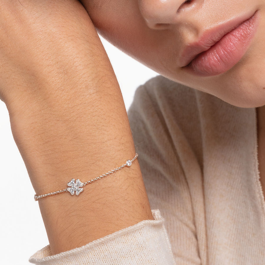 Bracelet trèfle avec pierres argent