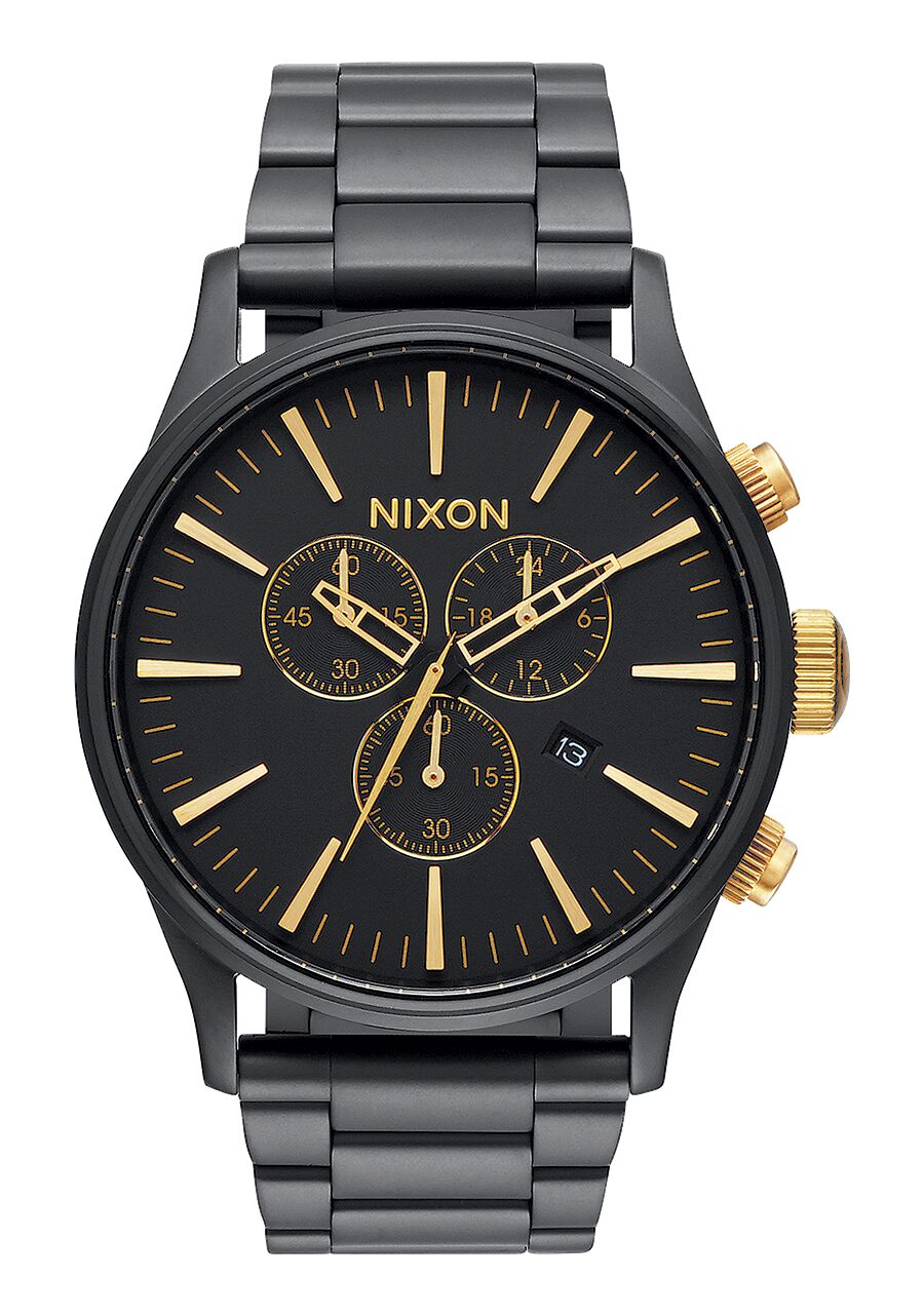 NIXON Sentry Chrono Noir Mat et Or 42mm