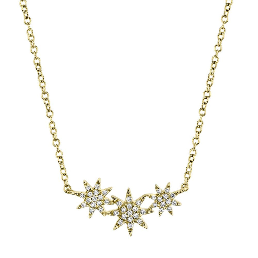 Celeste Triple Diamond Star Pendant Necklace