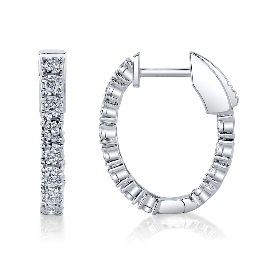 0.47CT DIAMOND OVAL HOOP EARRING