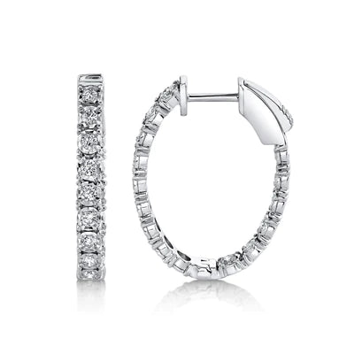 BOUCLE D'OREILLE OVALE DIAMANT 0.90CT 14KW