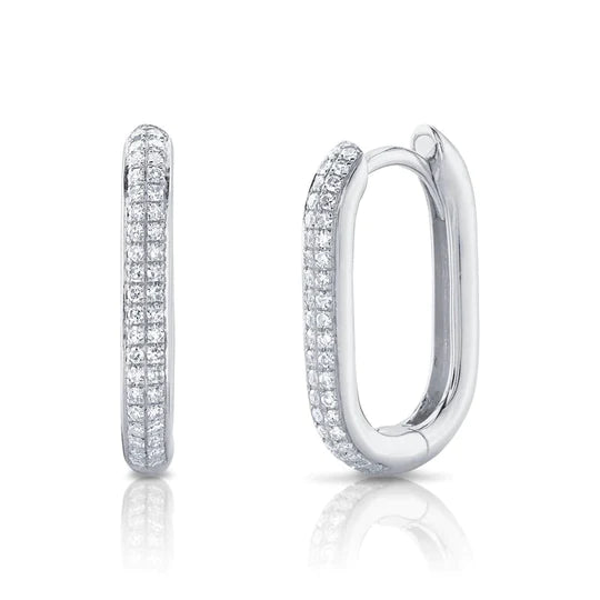 BOUCLES D'OREILLES À DIAMANTS OBLONG CERCEAU