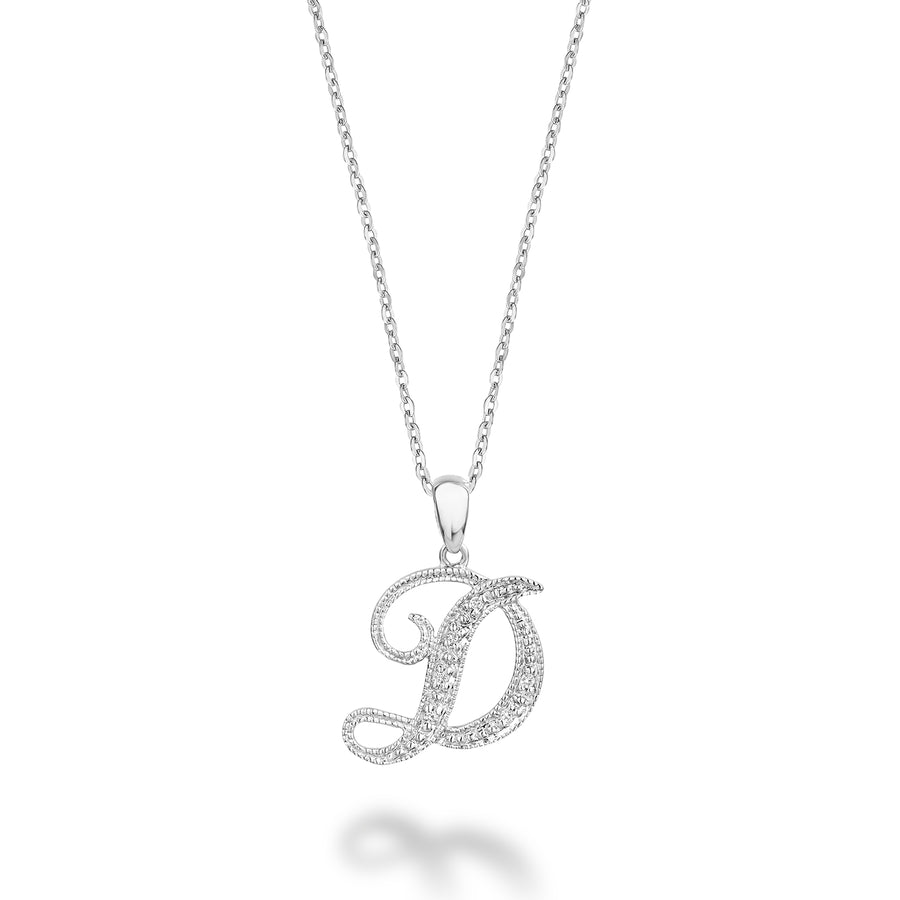 DIAMOND SCRIPT INITIAL PENDANT W/CHAIN