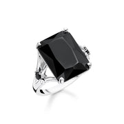 Bague pierre noire grande avec étoile