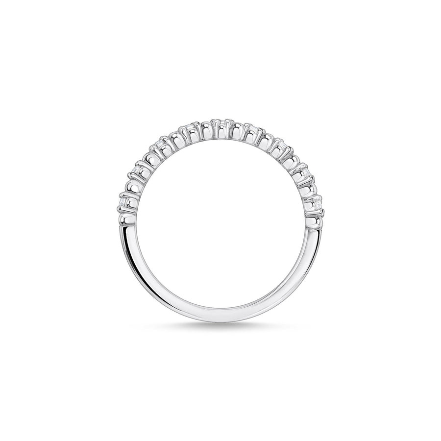 Bague perles avec pierres blanches argent