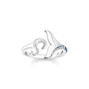 Bague nageoire caudale et vague vec pierres bleues